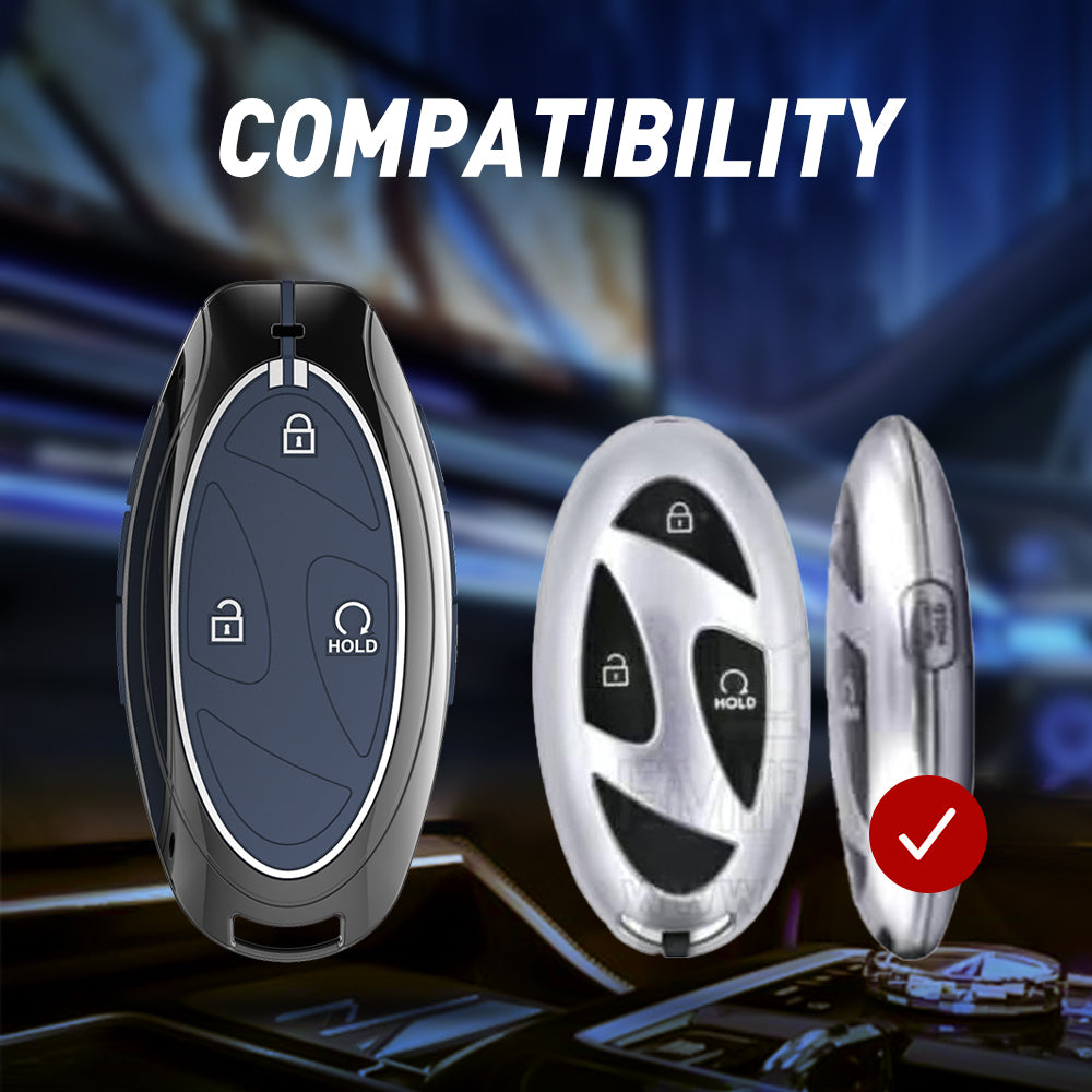 Acto Metal Sapphire Key Cover & Key Chain Compatible with Hyundai Venue 2026 4-Button Smart Key | Premium Zinc Alloy Case | Glow in The Dark Buttons | 360° Full Protection | Luxury Key Fob Cover | Pack of 1