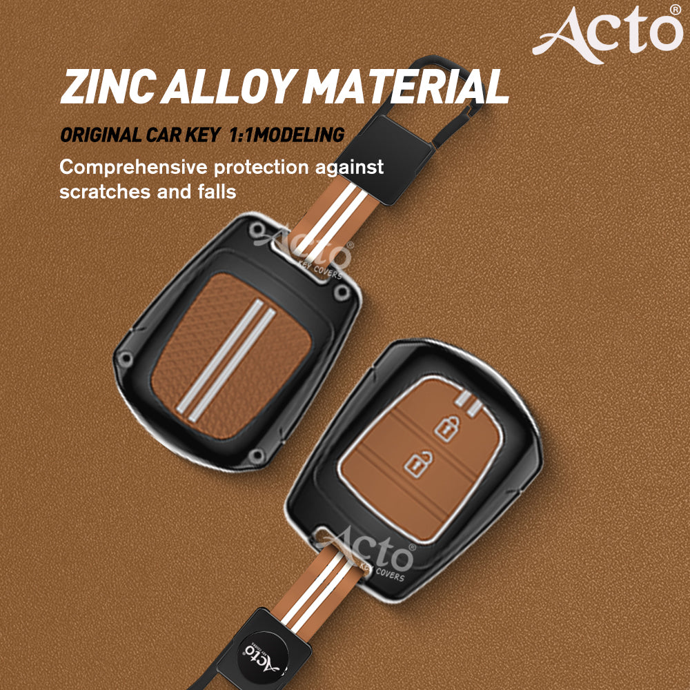 Acto Metal Sapphire Key Cover and Key chain Compatible with Hyudai I-10 Grand, Santro Pack of 1 Set (Glow in the Night)