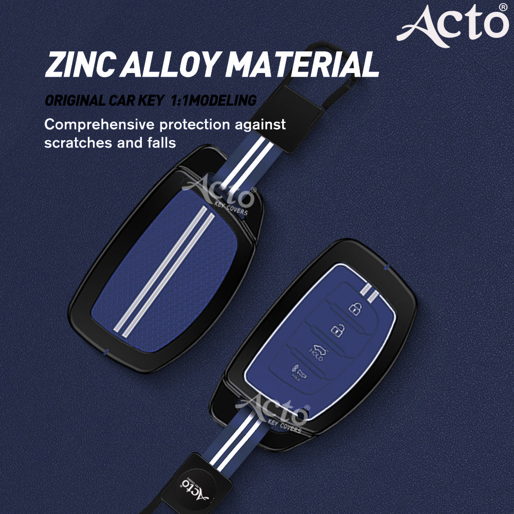 Acto Metal Sapphire Key Cover and Key chain Compatible with Hyundai Tucson I Creta I i20 (2021) I Elantra I Venue Pack of 1 Set (Glow in the Night)