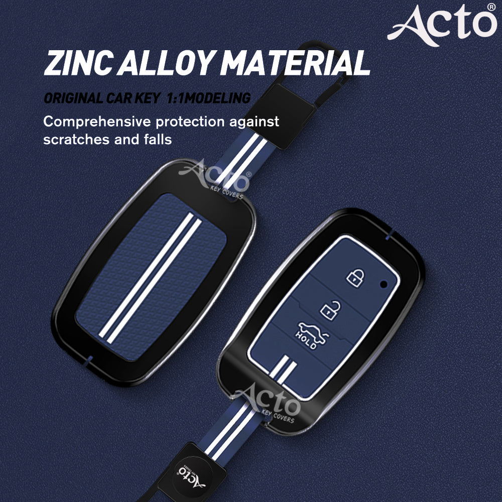 Acto Metal Sapphire Key Cover and Key chain KIA Seltos & Carens Compatible with  Pack of 1 Set (Glow in the Night)