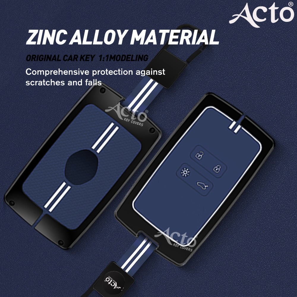 Acto Metal Sapphire Key Cover and Key chain Renault Triber & Kiger Compatible with  Pack of 1 Set (Glow in the Night)