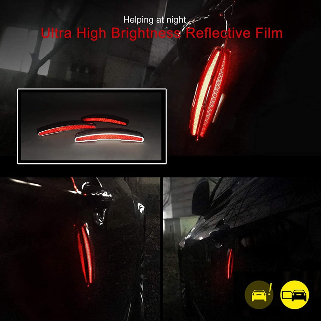 Car Wine Art Reflector Door Guard Edge Protector Set Of 4Pcs In Black