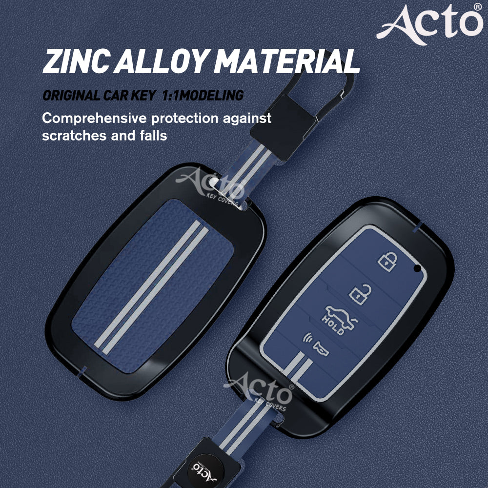 Acto Metal Sapphire Key Cover and Key chain Compatible with KIA Seltos & Sonet Pack of 1 Set (Glow in the Night)