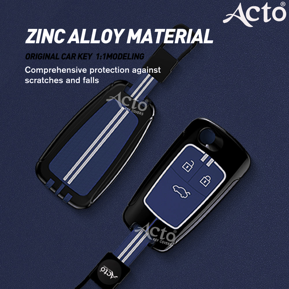Acto Metal Sapphire Key Cover and Key chain Compatible with Chevrolet Cruze Pack of 1 Set (Glow in the Night)