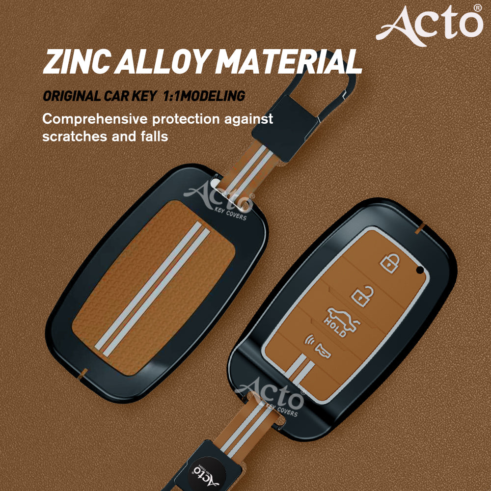 Acto Metal Sapphire Key Cover and Key chain Compatible with KIA Seltos & Sonet Pack of 1 Set (Glow in the Night)