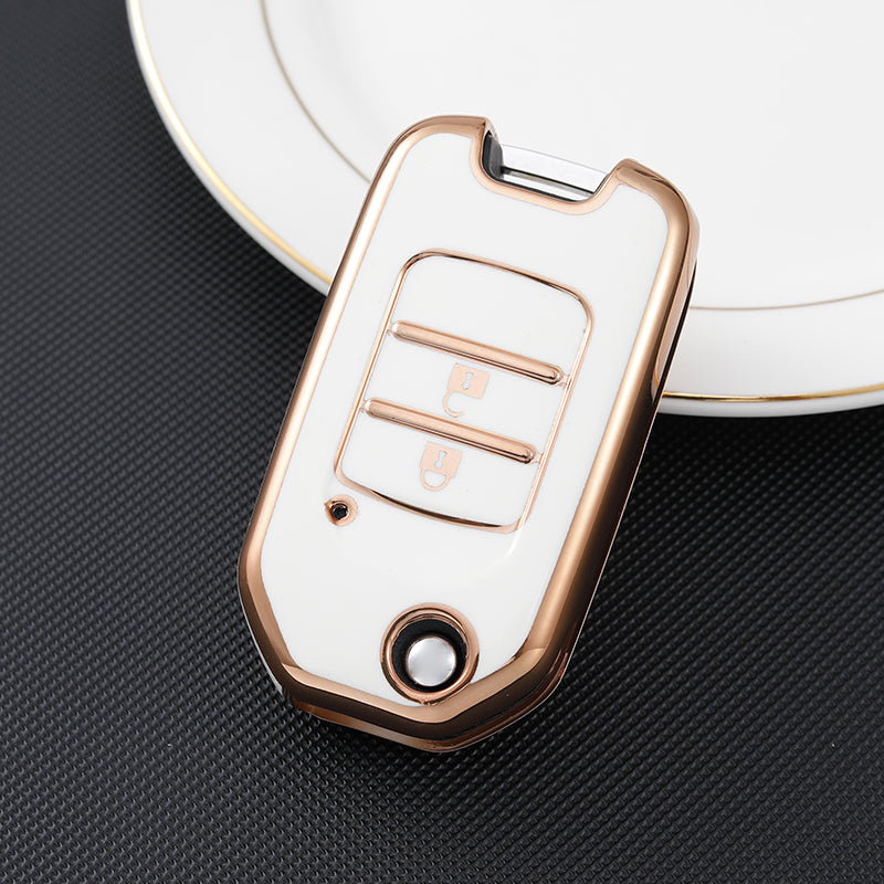 Acto TPU Gold Series Car Key Cover With TPU Gold Key Chain For Honda WR-V