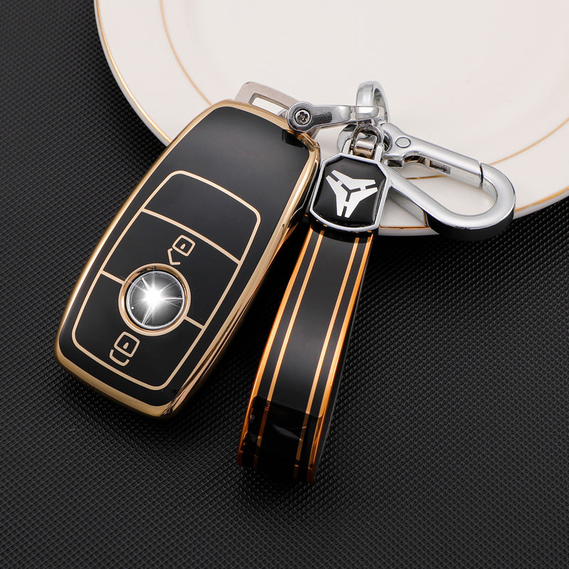 Acto TPU Gold Series Car Key Cover With TPU Gold Key Chain For Mercedes GLS-CLASS