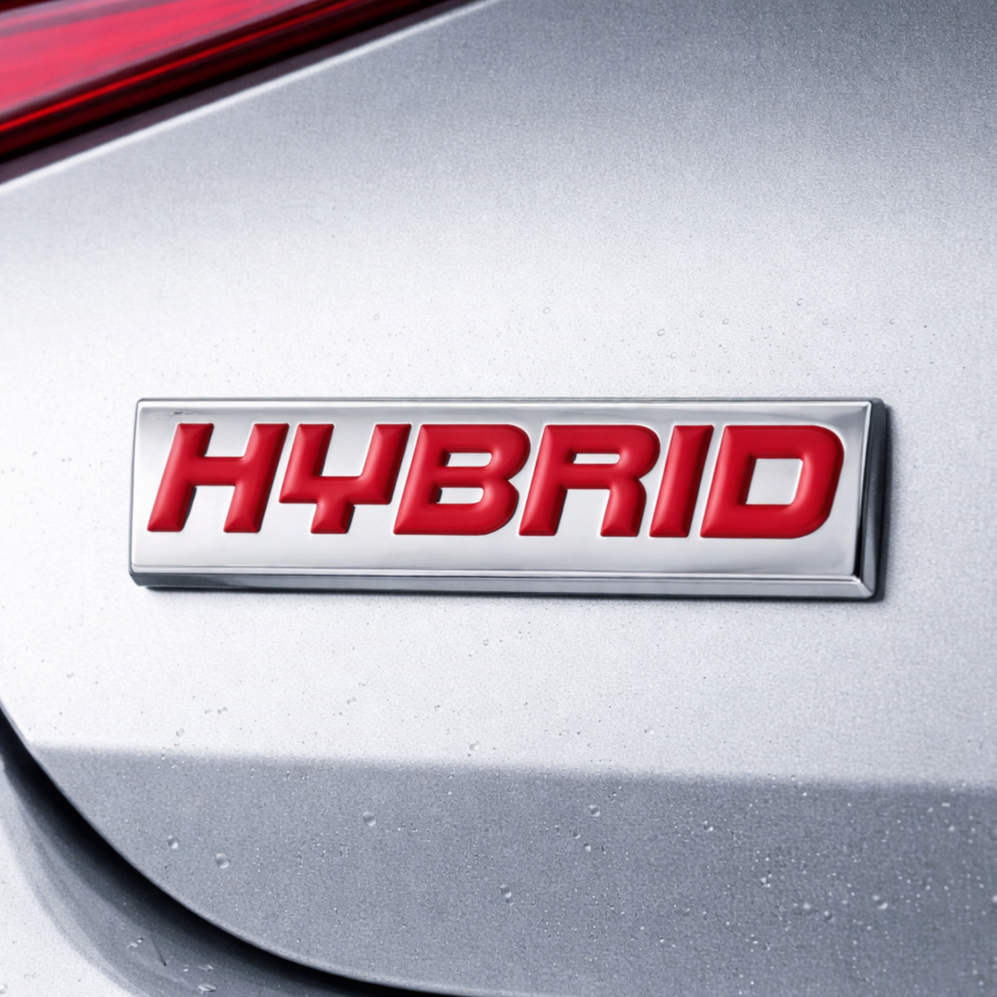 Carsonify 3D Metal Hybrid Car Badge Emblem Sticker | Aluminum Alloy Hybrid Logo Decal | Self-Adhesive Car & Bike Exterior Decoration | Premium Metallic Auto Styling