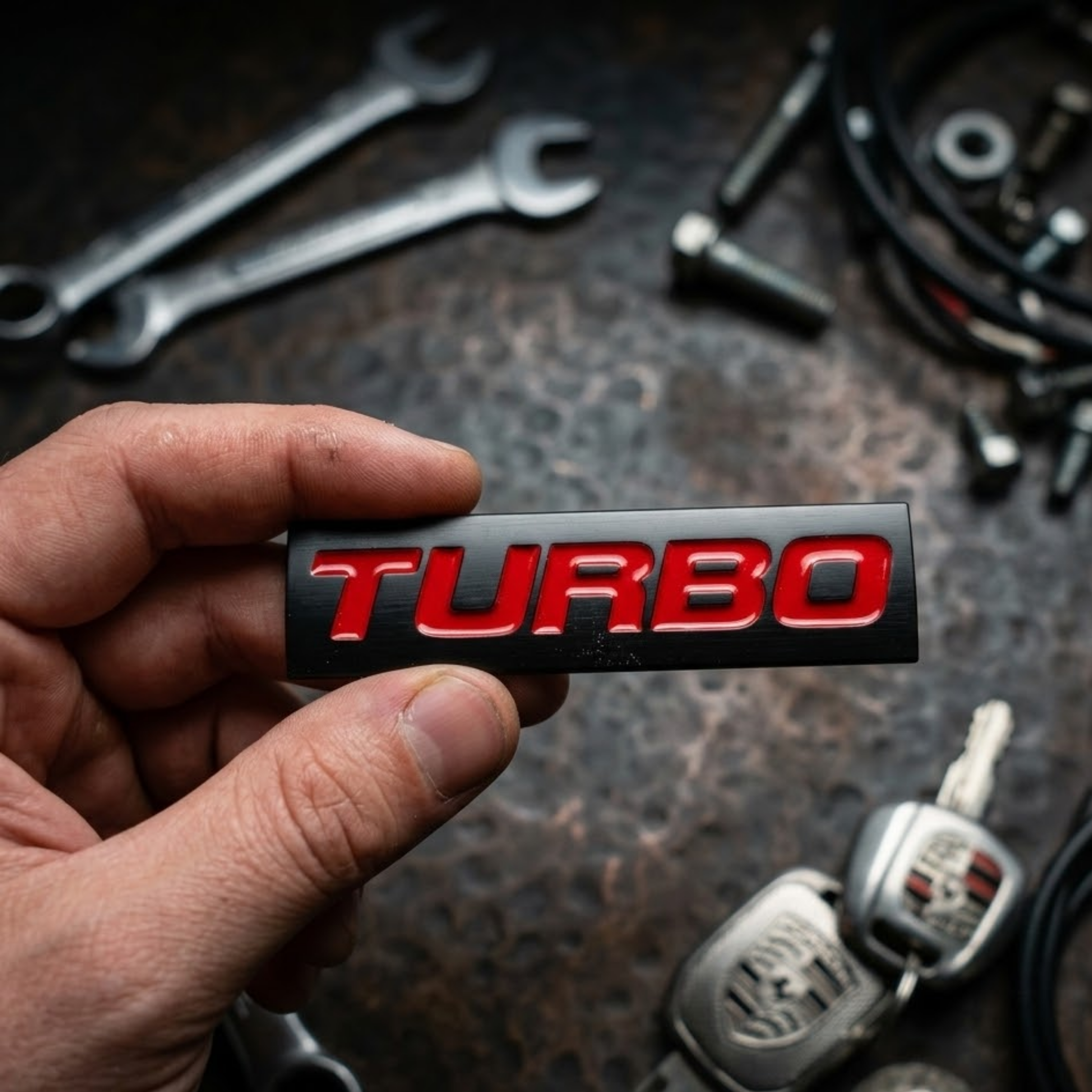 Carsonify 3D Metal TURBO Car Badge Emblem Sticker | Premium Aluminum Alloy Chrome TURBO Logo Decal | Self-Adhesive Metallic Badge for Car, Bike & SUV Exterior | Stylish Auto Styling Accessory