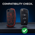 ACTO Leather Car Key Cover with Key Chain Compatible for Audi A6 / Q3 / Q5 / Q7 3 Button Smart Key | Black with Red Stitching | Premium Leather Key Case | 360° Protection | Stylish Key Fob Cover | Pack of 1
