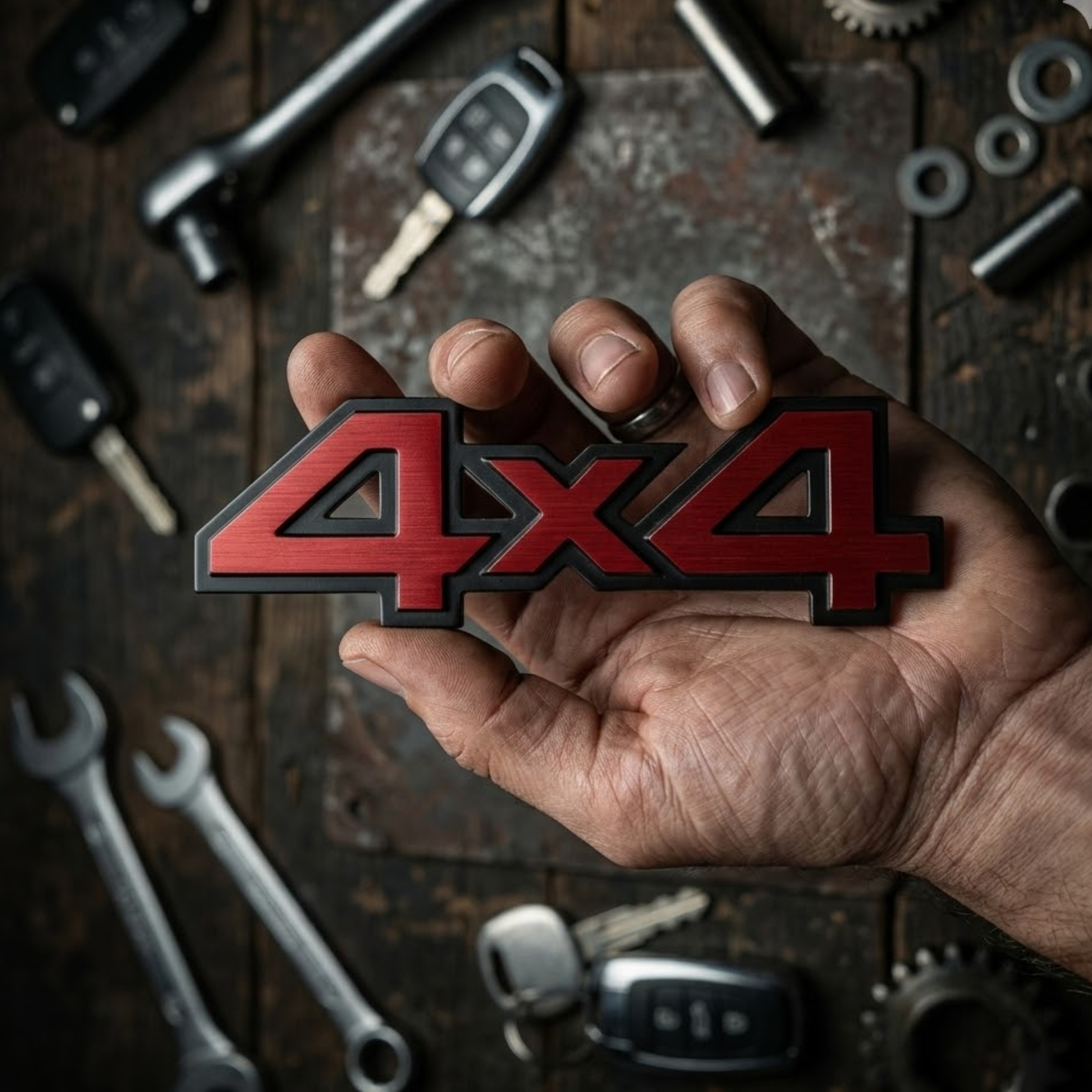 Carsonify 3D Metal 4X4 Car Badge Emblem Sticker | Premium Aluminum Alloy Chrome 4x4 Logo Decal | Self-Adhesive Metallic Badge for Car, Jeep & SUV Exterior | Stylish Off-Road Auto Decoration Accessory