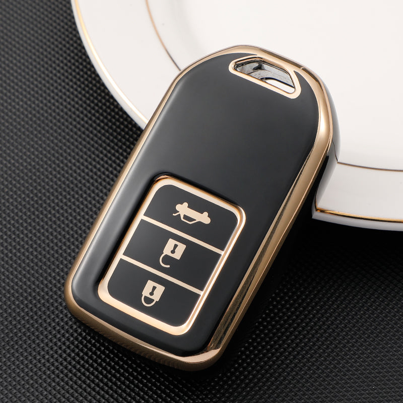 Acto TPU Gold Series Car Key Cover With TPU Gold Key Chain For Honda WR-V