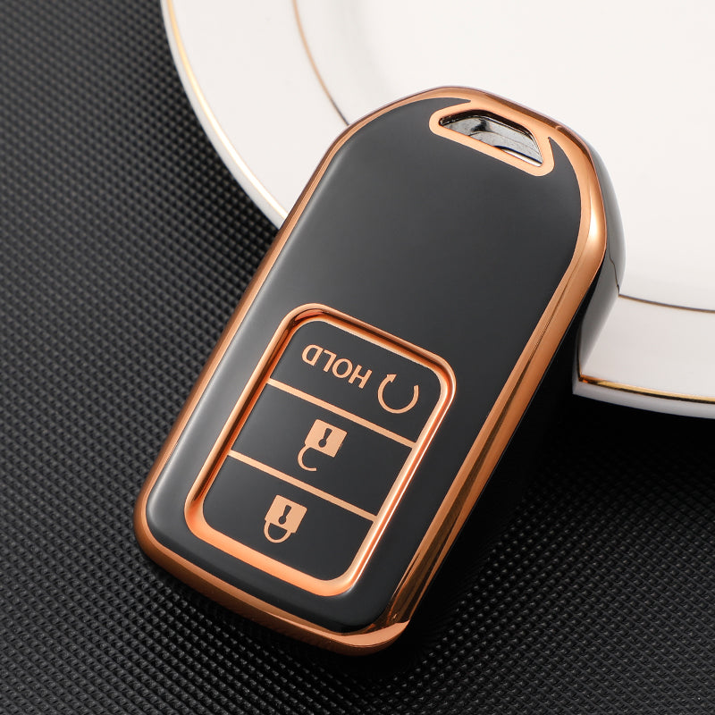 Acto TPU Gold Series Car Key Cover With TPU Gold Key Chain For Honda BR-V