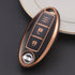 Acto TPU Gold Series Car Key Cover With Diamond Key Ring For Nissan Magnite 2020+