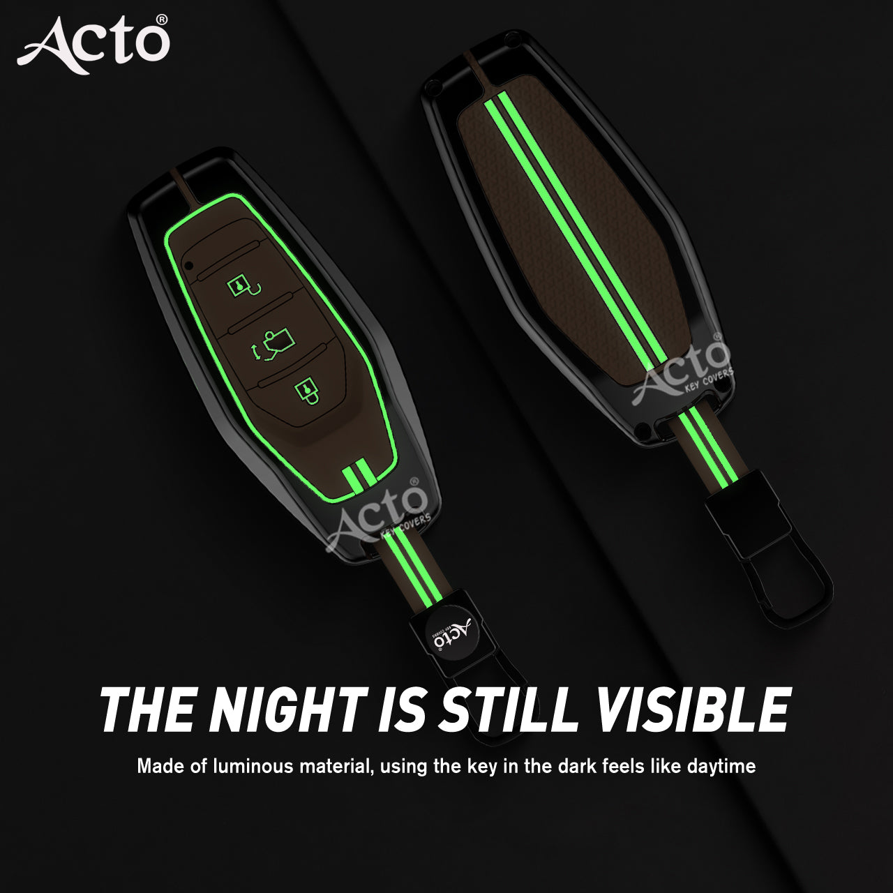 Acto Metal Sapphire Key Cover and Key chain Compatible with Mahindra Xuv500 Pack of 1 Set (Glow in the Night)