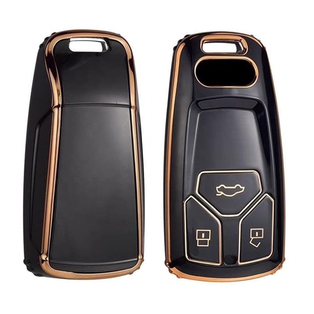 Acto TPU Gold Series Car Key Cover With Diamond Key Ring For Audi A6