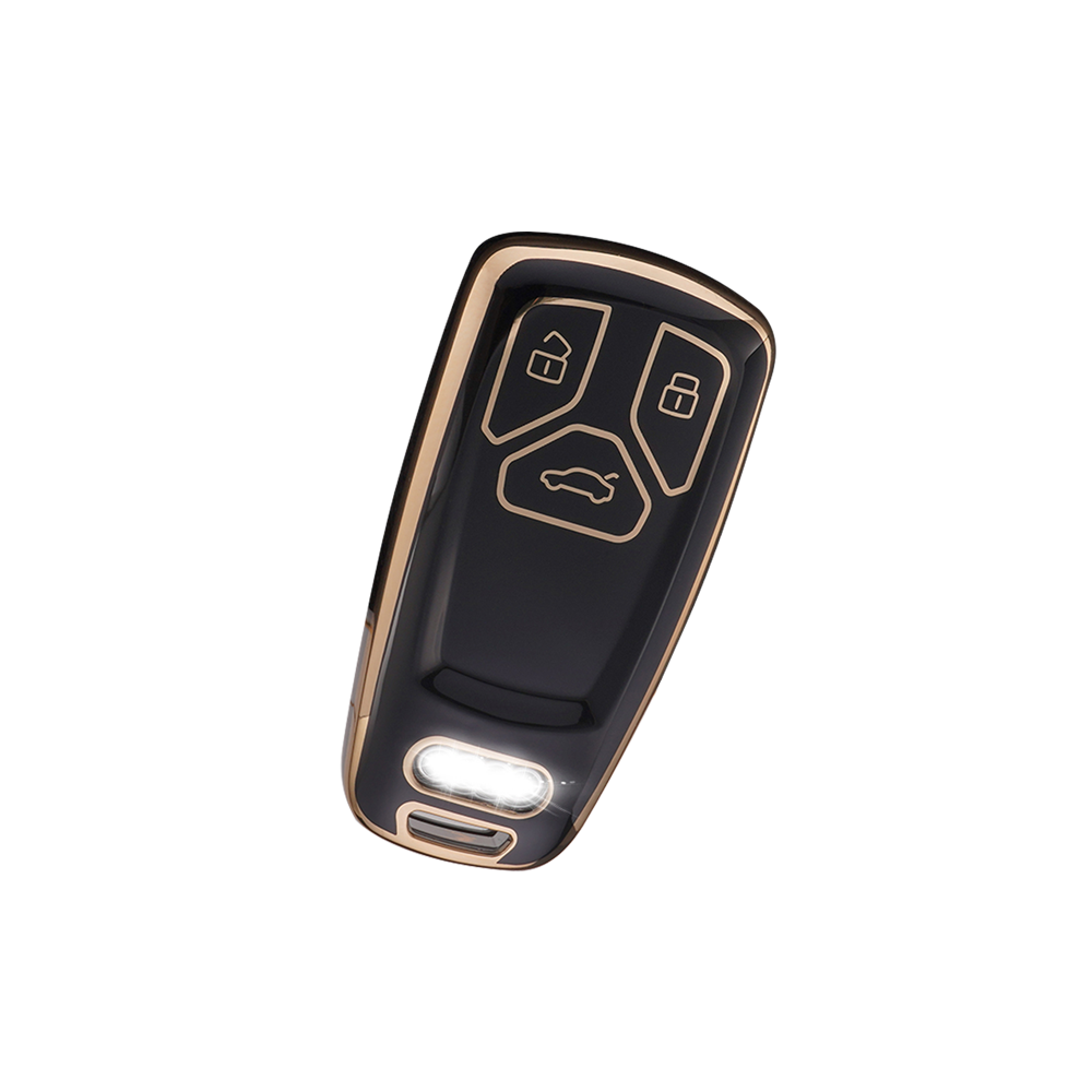 Acto TPU Gold Series Car Key Cover With TPU Gold Key Chain For Audi A4