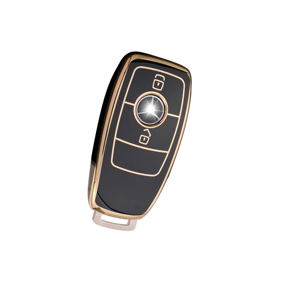 Acto TPU Gold Series Car Key Cover With TPU Gold Key Chain For Mercedes E-Class