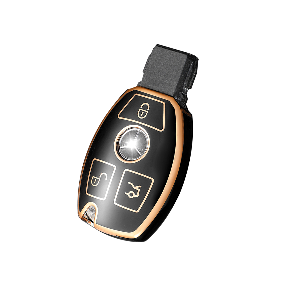 Acto TPU Gold Series Car Key Cover With Diamond Key Ring For Mercedes GLA-CLASS