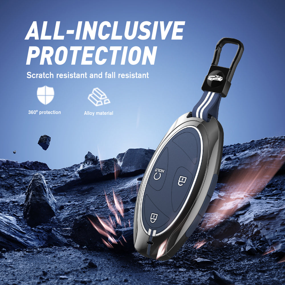 Acto Metal Sapphire Key Cover & Key Chain Compatible with Hyundai Venue 2026 4-Button Smart Key | Premium Zinc Alloy Case | Glow in The Dark Buttons | 360° Full Protection | Luxury Key Fob Cover | Pack of 1