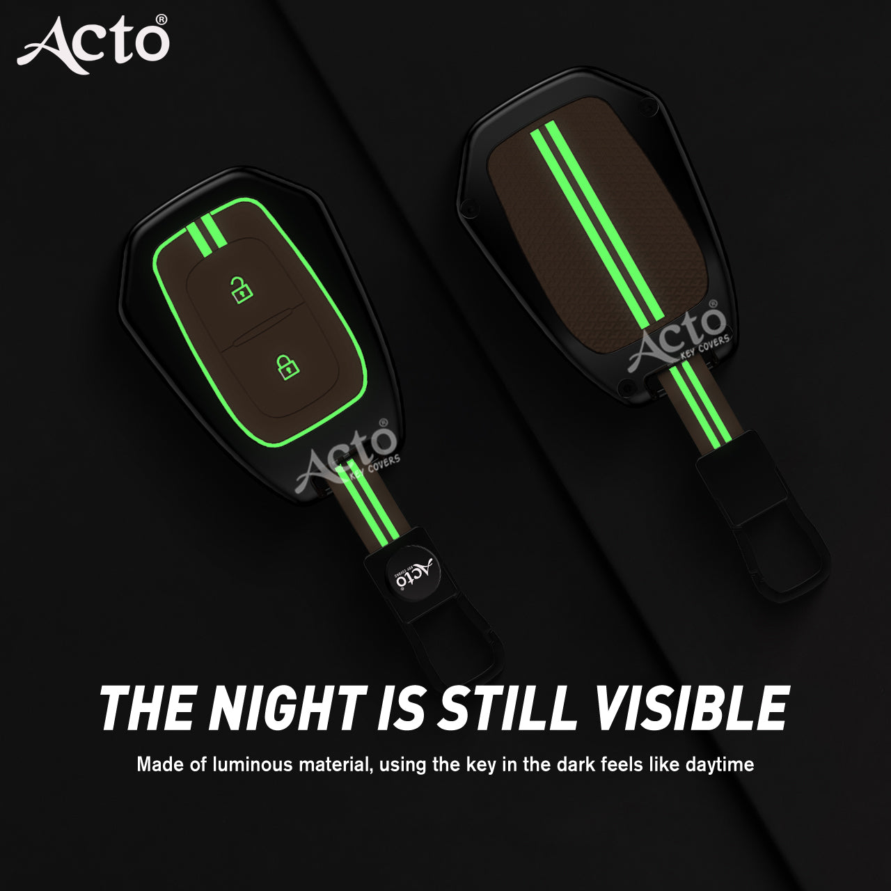 Acto Metal Sapphire Key Cover and Key chain Renault Duster, Kwid & Triber Compatible with  Pack of 1 Set (Glow in the Night)