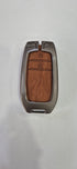 Acto Premium Metal + Leather Key Cover with Wood Grain Finish Compatible with Toyota Crysta, Fortuner | Crysta 3 Button Smart Key Cover Pack of 1 Set