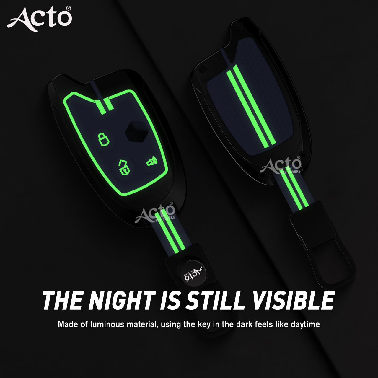 Acto Metal Sapphire Key Cover and Key chain Compatible with Suzuki Nippon Pack of 1 Set (Glow in the Night)