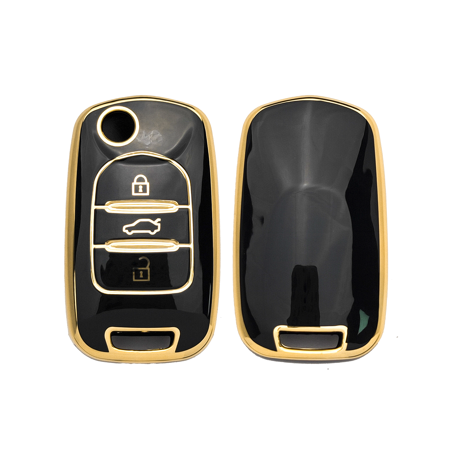 Acto TPU Gold Series Car Key Cover With TPU Gold Key Chain For MG ZS EV