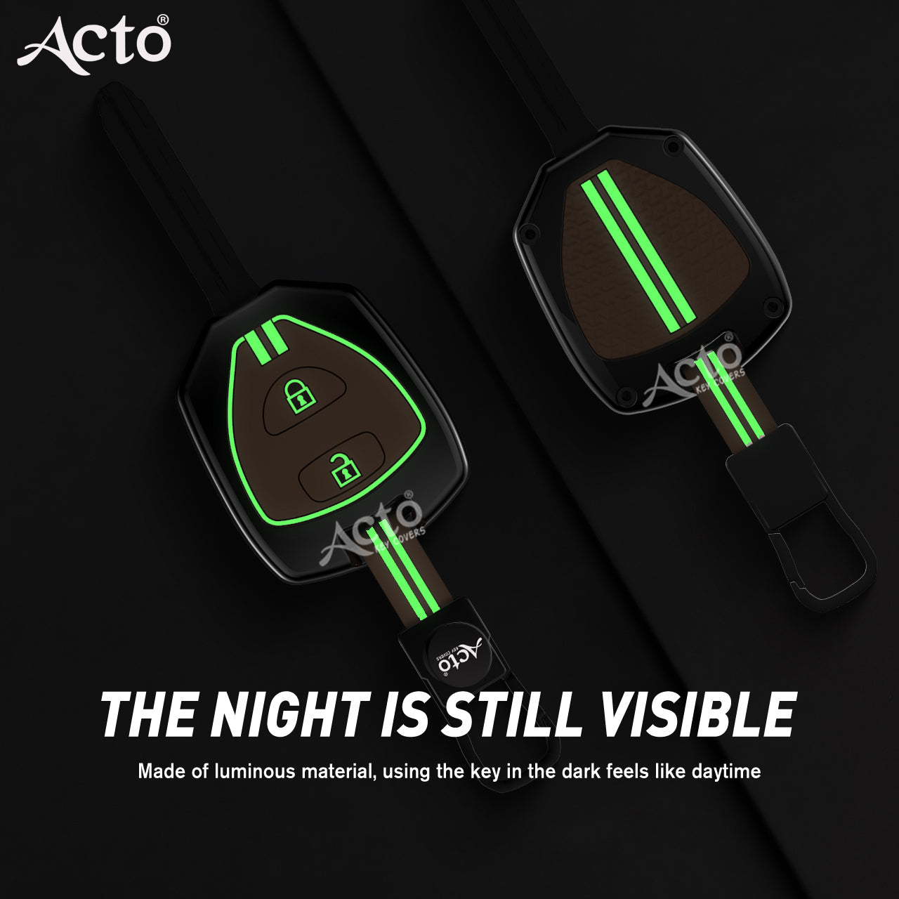 Acto Metal Sapphire Key Cover and Key chain Compatible with Toyota Camry, Corolla, Fortuner, Innova Pack of 1 Set (Glow in the Night)