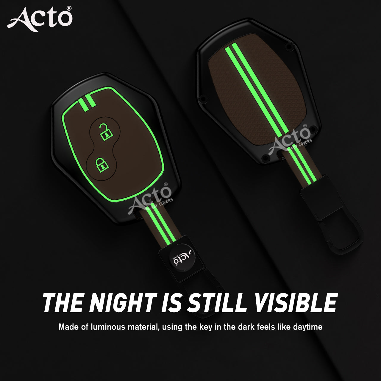 Acto Metal Sapphire Key Cover and Key chain Renault Duster, Lodgy, Logan & Verito Compatible with  Pack of 1 Set (Glow in the Night)