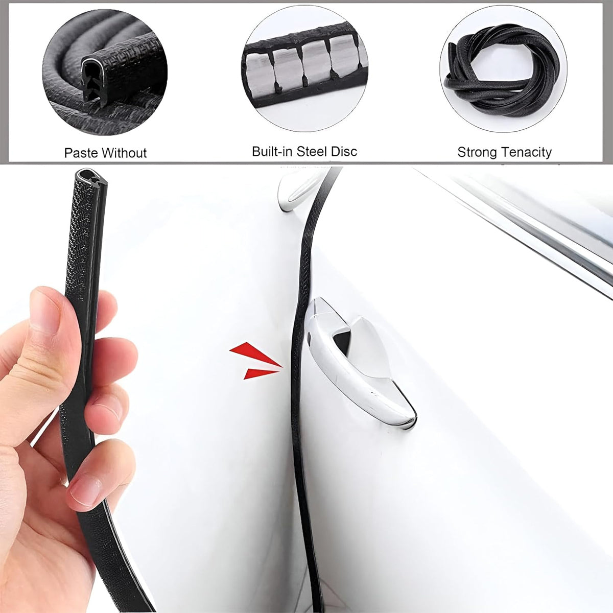 5m Black Colour Car Door Sealing Strip Door Edge Trim Molding Seal Strip Protection Strips Sealing Anti-rub Car-styling