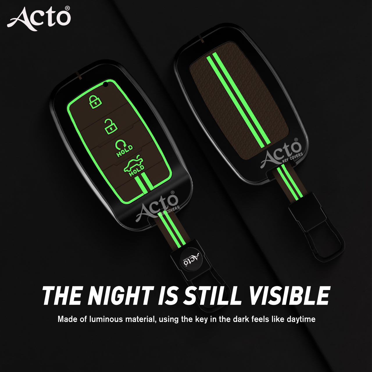 Acto Metal Sapphire Key Cover and Key chain Compatible with KIA Seltos & Sonet Pack of 1 Set (Glow in the Night)