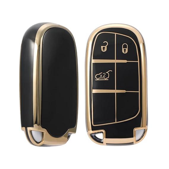 Acto TPU Gold Series Car Key Cover With Diamond Key Ring For Jeep Compass Traihawk