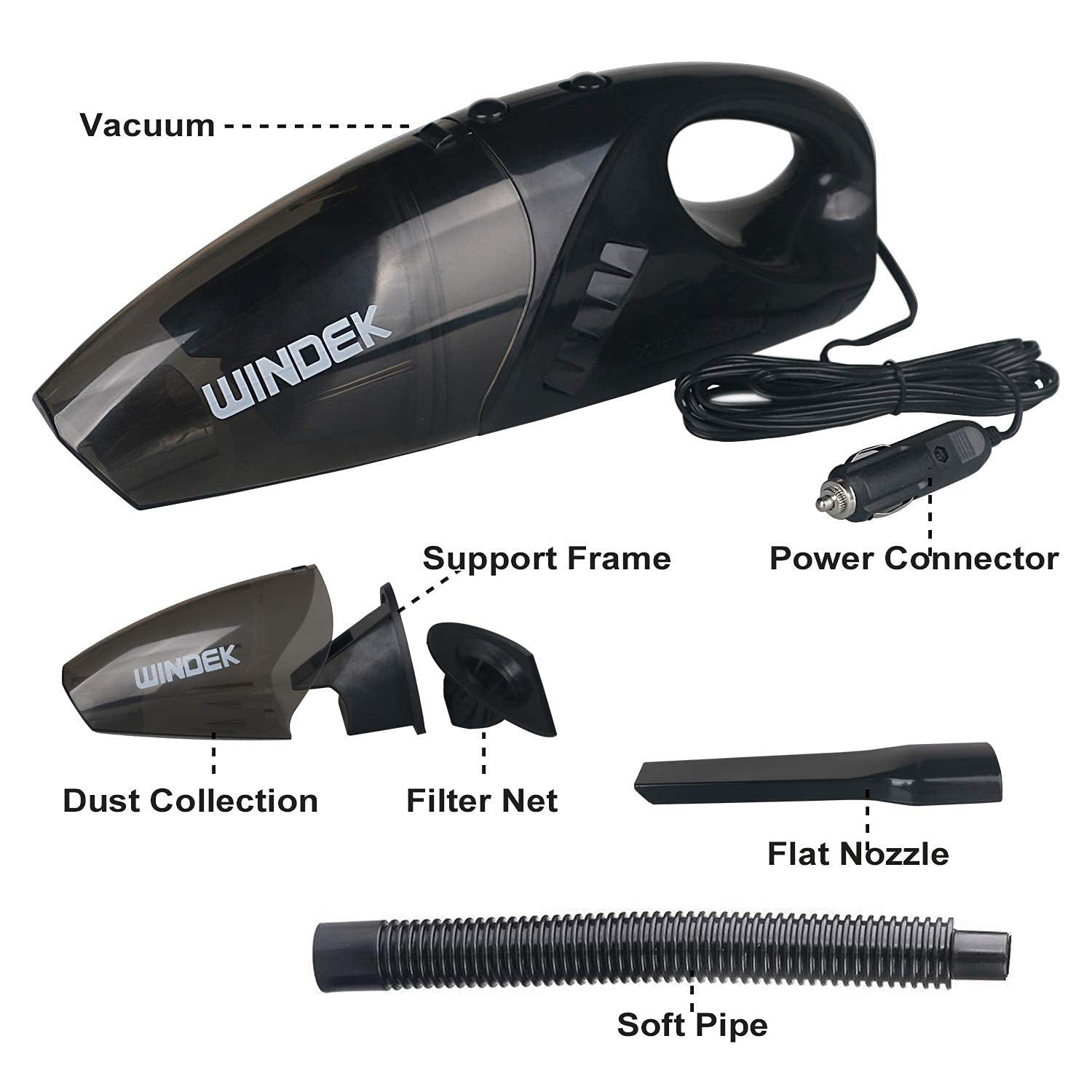 Windek 1001 Powerful Car Vacuum Cleaner 300 Psi DC 12V Featherweight Multi-Functional and Highly Portable Machine