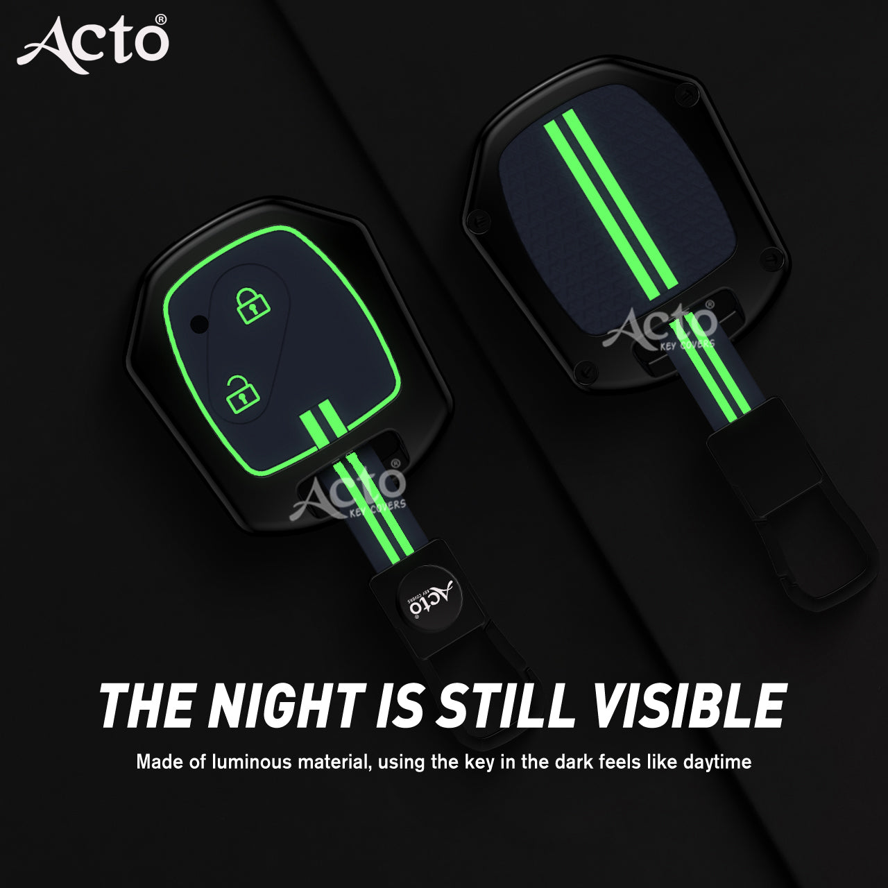 Acto Metal Sapphire Key Cover and Key chain Compatible with Honda CR-V Pack of 1 Set (Glow in the Night)