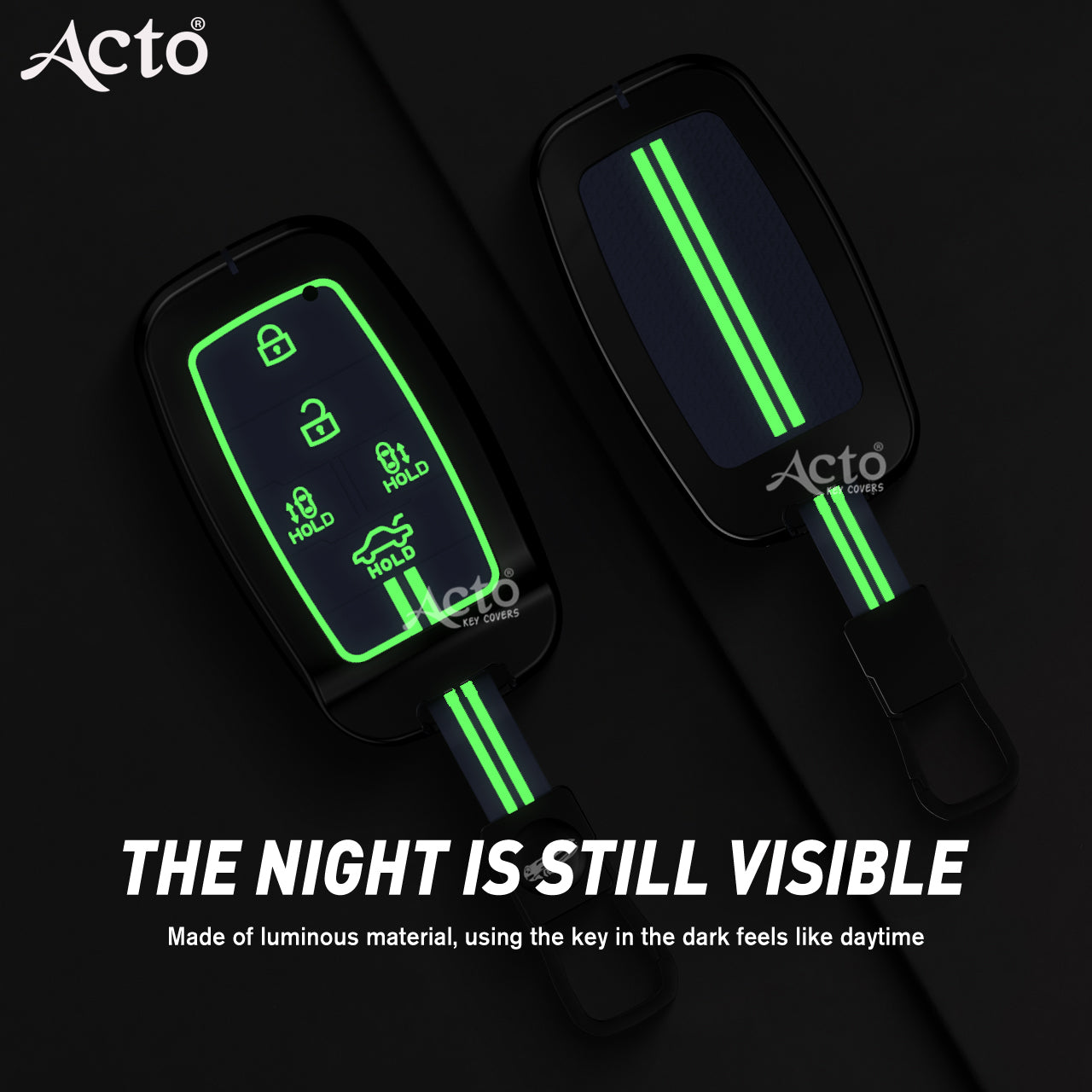 Acto Metal Sapphire Key Cover and Key chain KIA Carnival Compatible with  Pack of 1 Set (Glow in the Night)