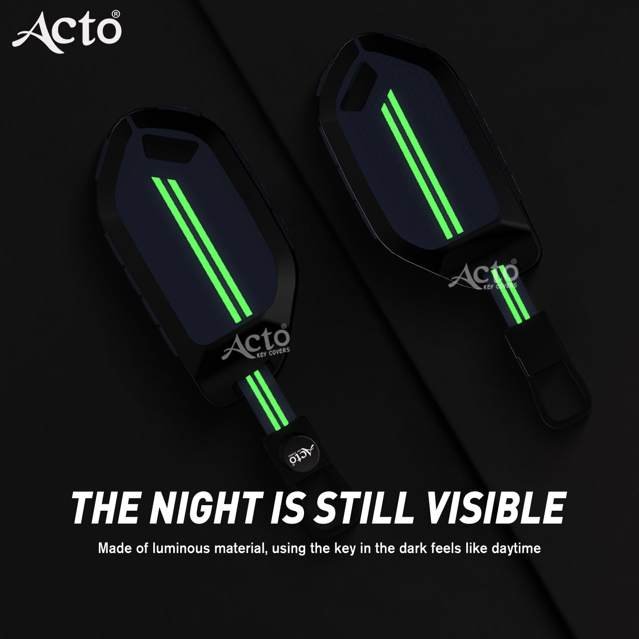 Acto Metal Sapphire Key Cover & Key Chain Compatible with Kia Syros 2025 & Seltos 2026 4-Button Smart Key | Premium Zinc Alloy Case | Glow in the Night Buttons | 360° Full Protection | Luxury Key Fob Cover | Pack of 1 Set