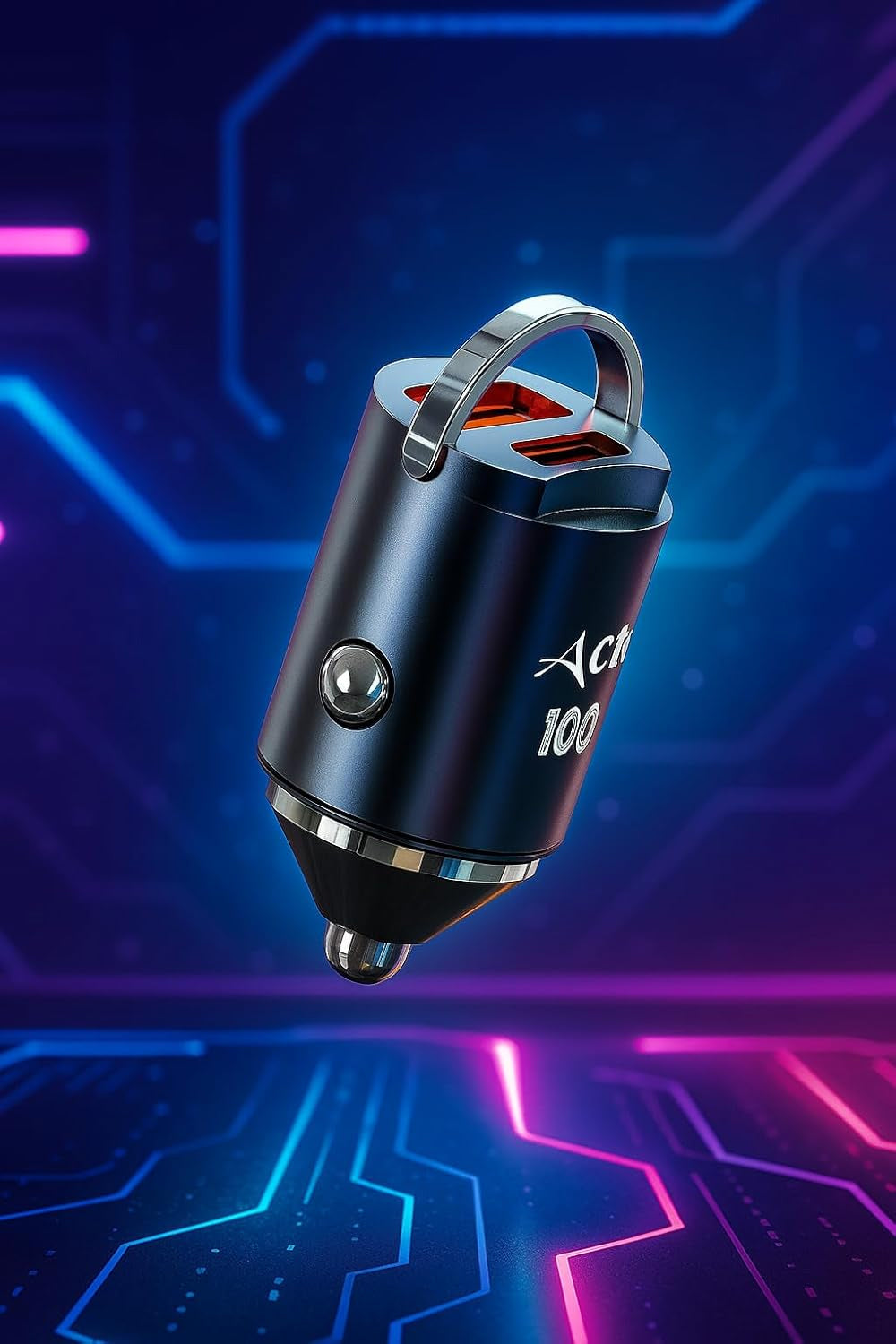 ACTO Pluto Car Mobile Charger Dual USB 4.8 AMP Output Fast Charging 100 Watt & 1200 MM in Black Color Pack of 1 Pcs