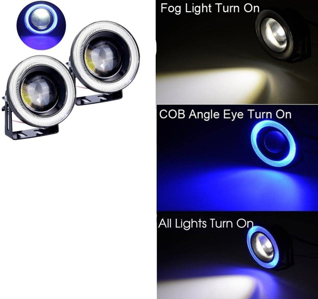 Car Fog Lamp Angel Eye LED DRL Projector Cob Light 89mm set of 2 Pieces