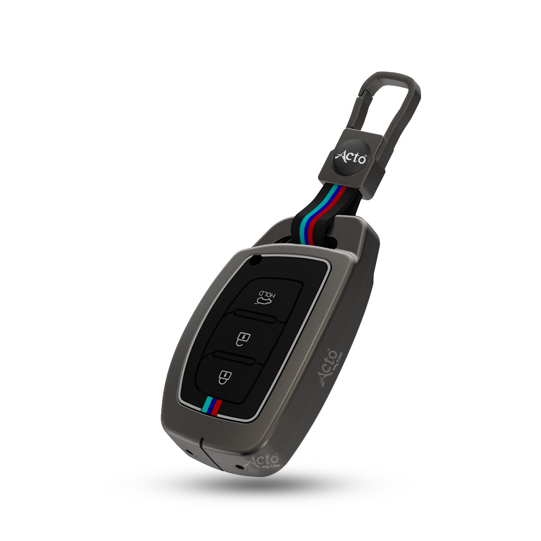 Acto Metal Sapphire Key Cover and Key chain Compatible with Hyudai  Aura I Elantra I I10 Grand Nios I i20 Elite I Verna 4S I Creta I i10 Grand I i20 Active I Tucson I Xcent Pack of 1 Set (Glow in the Night)