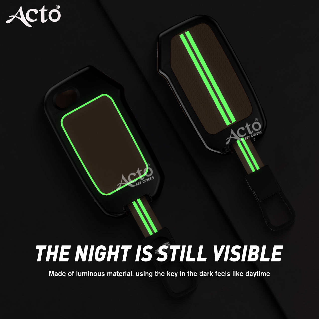 Acto Metal Sapphire Key Cover & Key Chain Compatible with Kia Seltos 2020, Sonet 2020 3 Button Flip Key | Premium Zinc Alloy Case | Glow in the Night Buttons | 360° Full Protection | Luxury Key Fob Cover | Pack of 1 Set