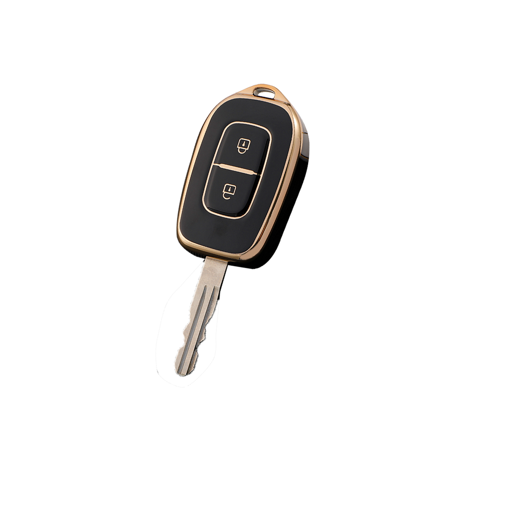 Acto TPU Gold Series Car Key Cover With TPU Gold Key Chain For Renault Kwid