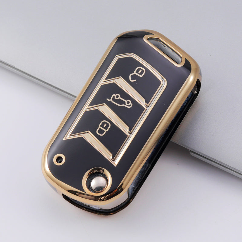 Acto TPU Gold Series Car Key Cover With TPU Gold Key Chain For Mahindra Thar 2020+