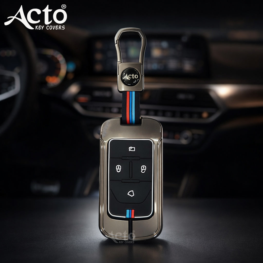 ACTO Metal Silicone Key Cover and Key Chain Compatible with Vinfast VF6 | VF7 4-Button Smart Key