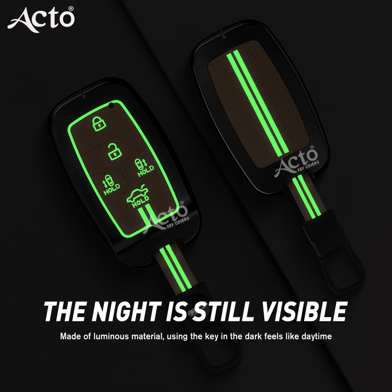 Acto Metal Sapphire Key Cover and Key chain KIA Carnival Compatible with  Pack of 1 Set (Glow in the Night)