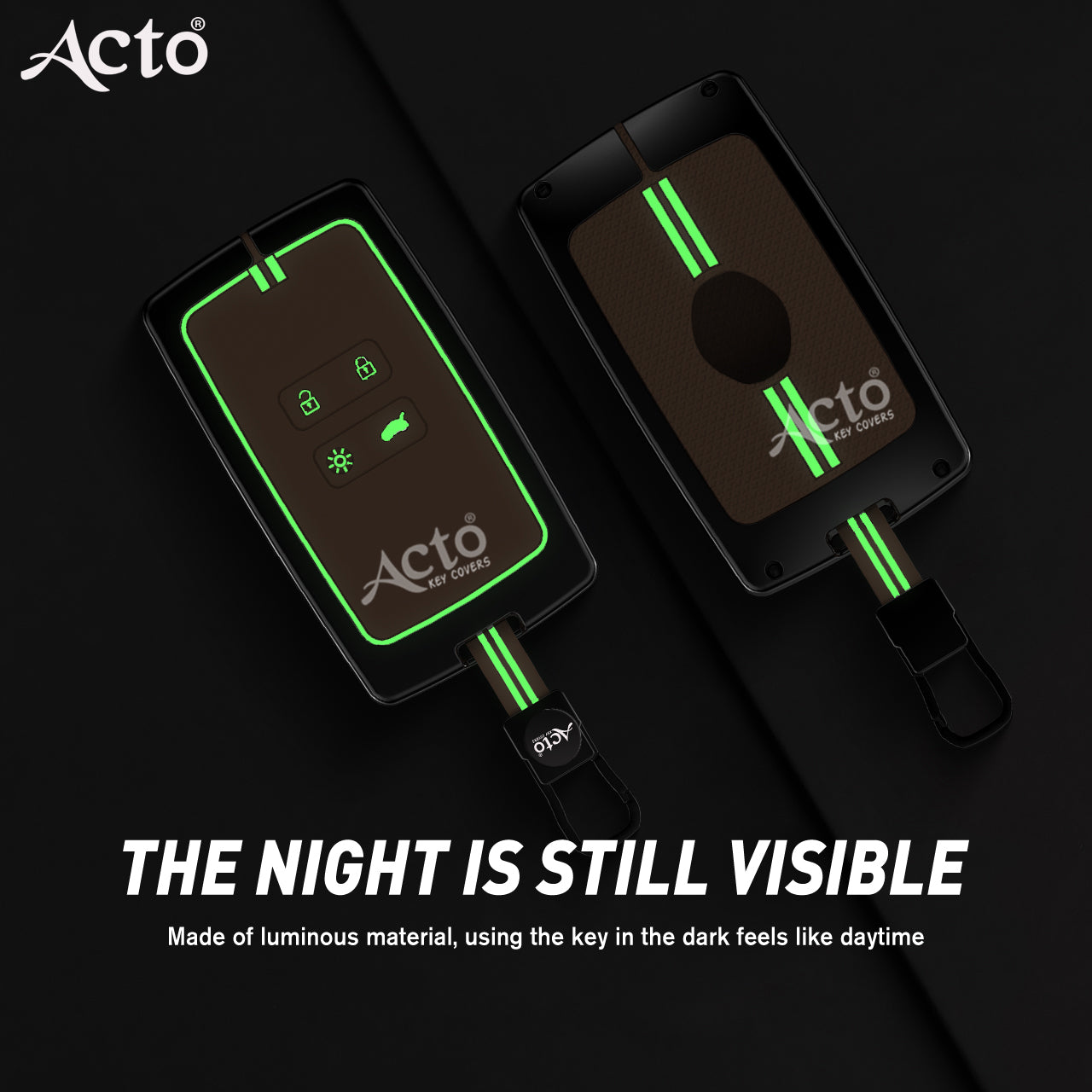 Acto Metal Sapphire Key Cover and Key chain Renault Triber & Kiger Compatible with  Pack of 1 Set (Glow in the Night)