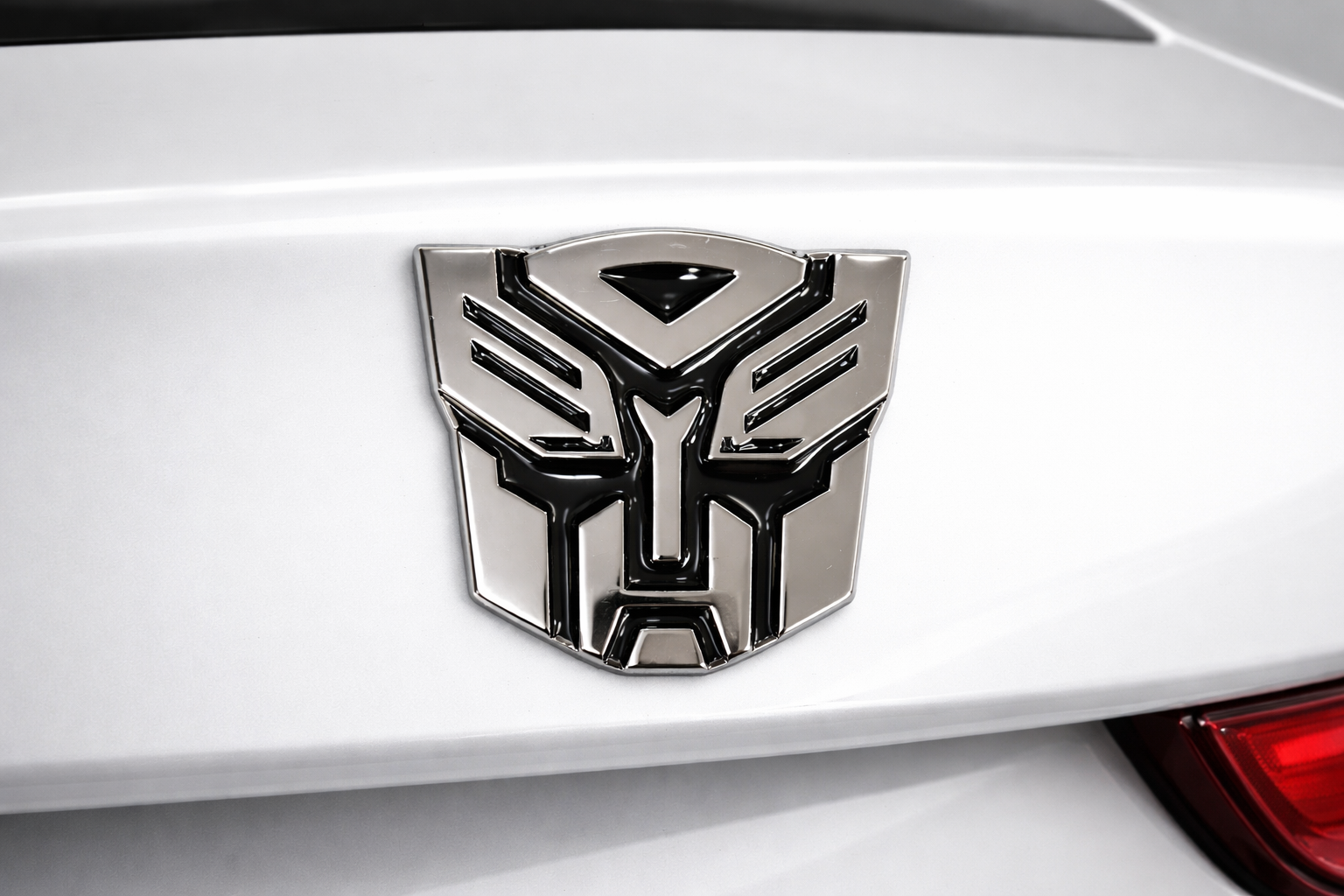 Carsonify 3D Metal Transformer Car Badge Emblem Sticker | Aluminum Alloy Chrome Autobot Logo Decal | Self-Adhesive Car & Bike Exterior Decoration | Premium Metallic Auto Styling