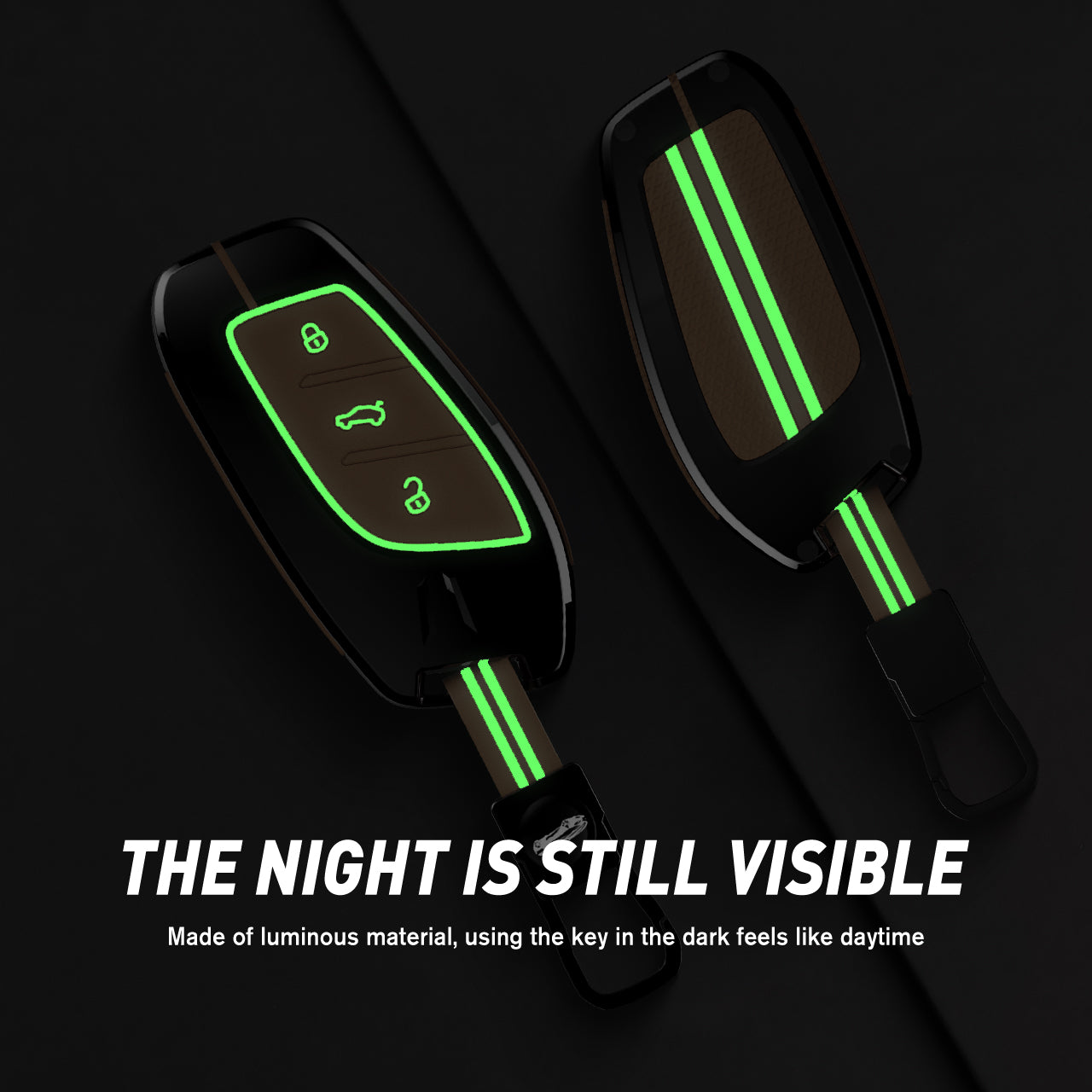 Acto Metal Sapphire Key Cover and Key chain Compatible with MG Astor I Hector I Comet EV I Hector plus I Gloster I ZS EV I ZS Pack of 1 Set (Glow in the Night)