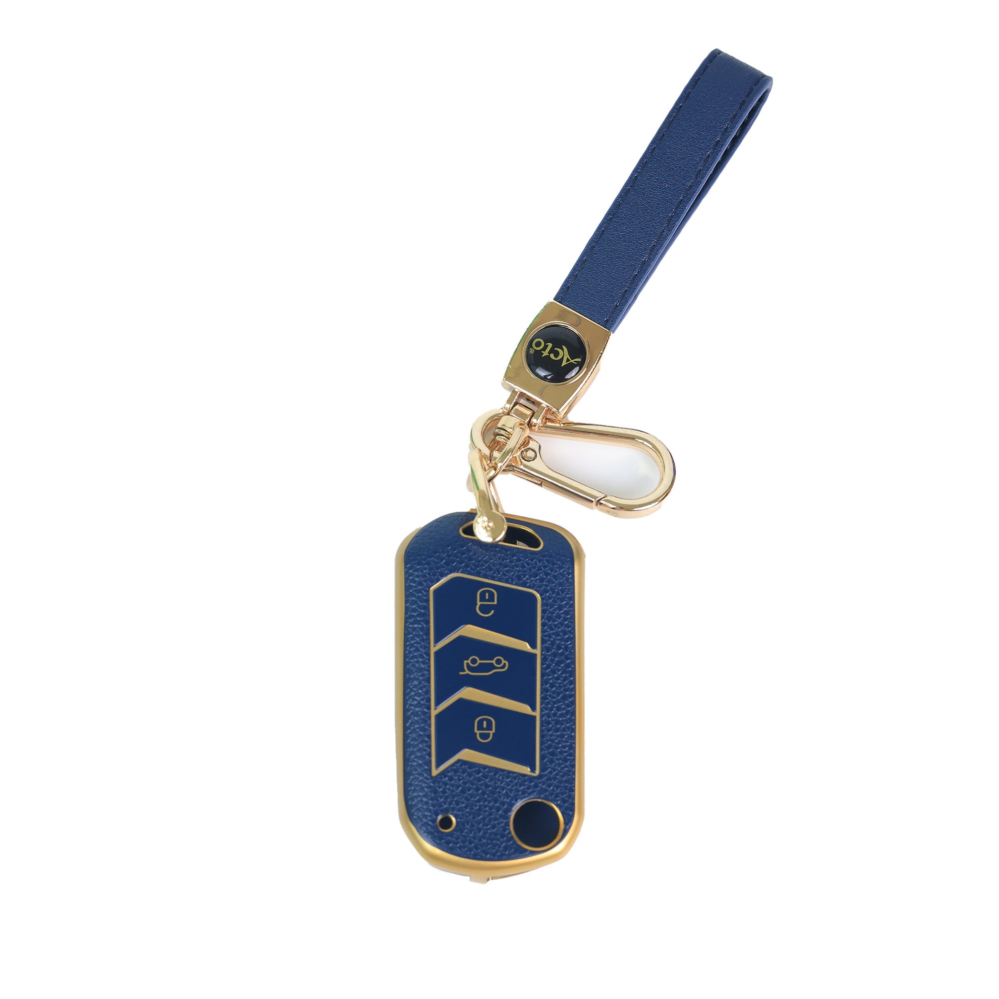 Acto TPU Leather Grain Car Key Cover with Key Chain Compatible with Mahindra Thar, Thar Roxx, Bolero, Marazzo, Scorpio, TUV300, XUV700 & 3XO Smart Key | Premium Soft TPU Key Case | 360° Protection | Scratch Resistant Key Fob Protector | Pack of 1