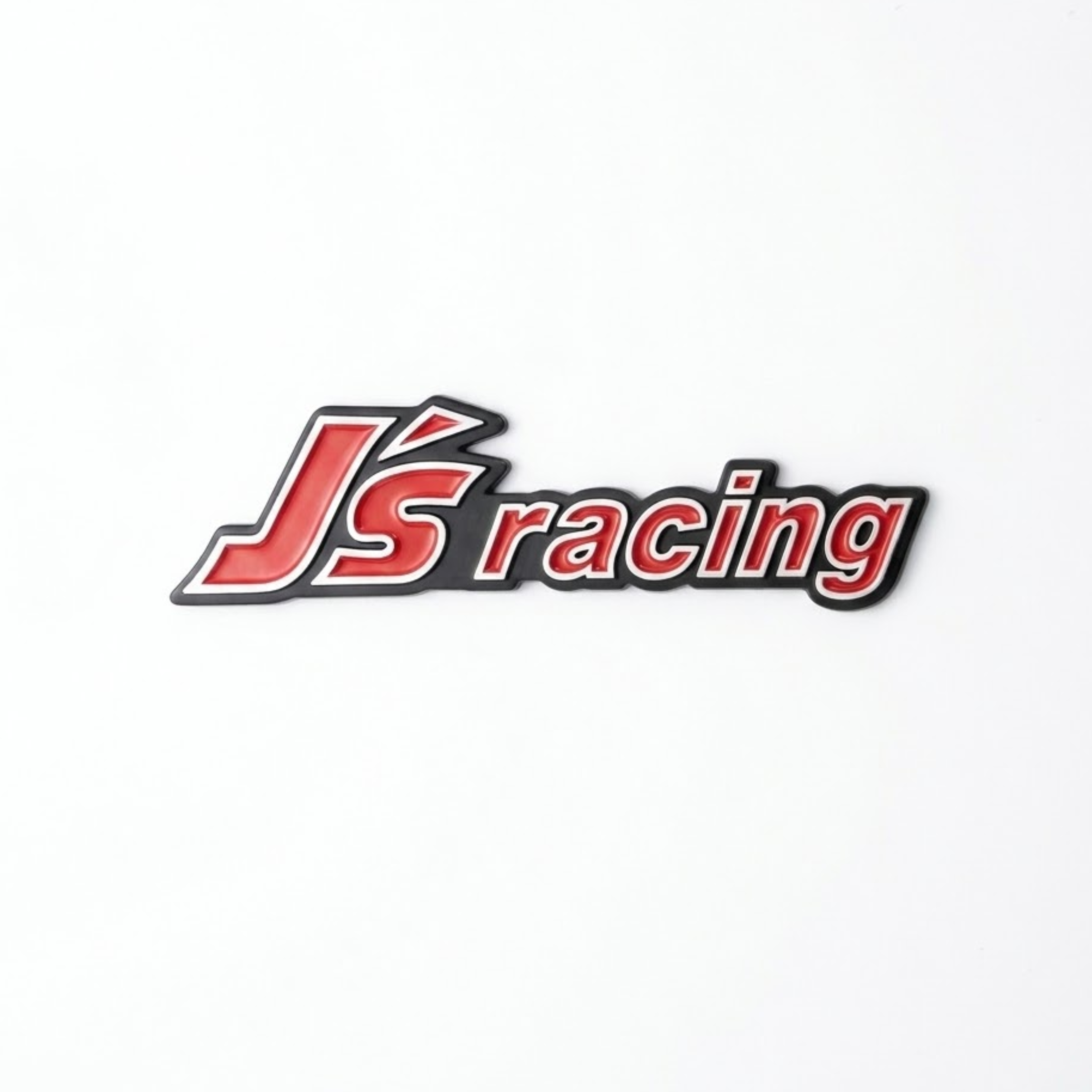 Carsonify 3D Metal JS Racing Car Badge Emblem Sticker | Premium Aluminum Alloy Chrome JS Racing Logo Decal | Self-Adhesive Metallic Badge for Car, Bike & SUV Exterior | Stylish Racing Auto Decoration Accessory